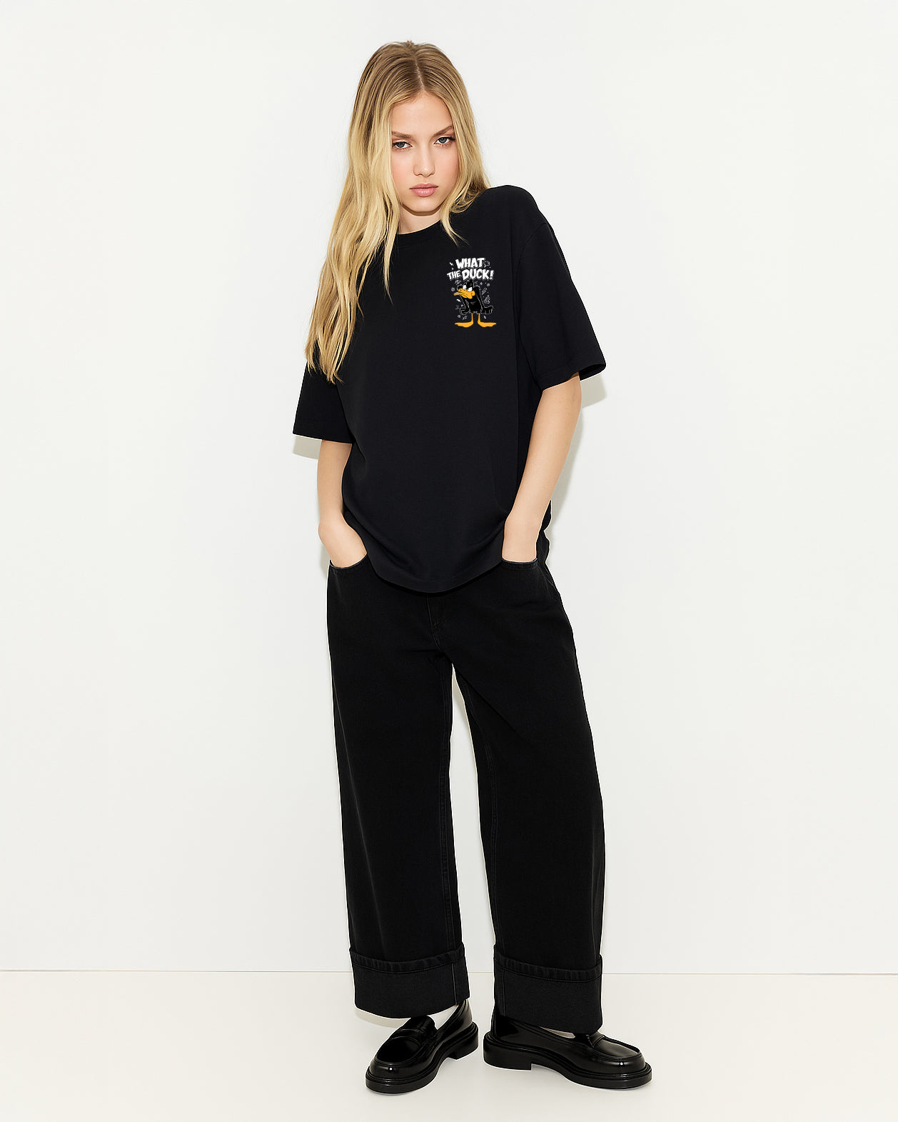 GRPHX What The Duck oversized cotton t-shirt model view