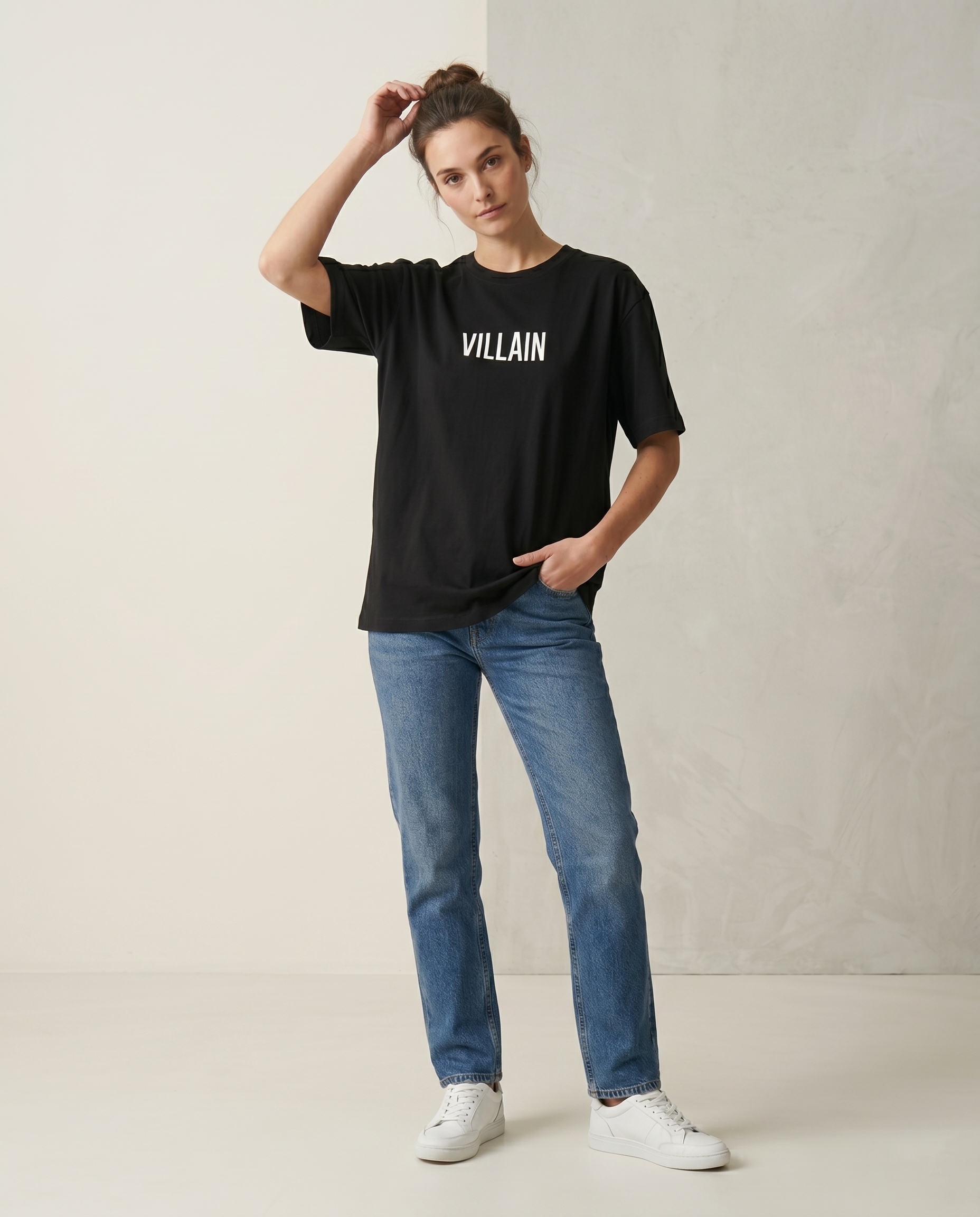 GRPHX Not the Hero Villain Edition graphic oversized t-shirt front view