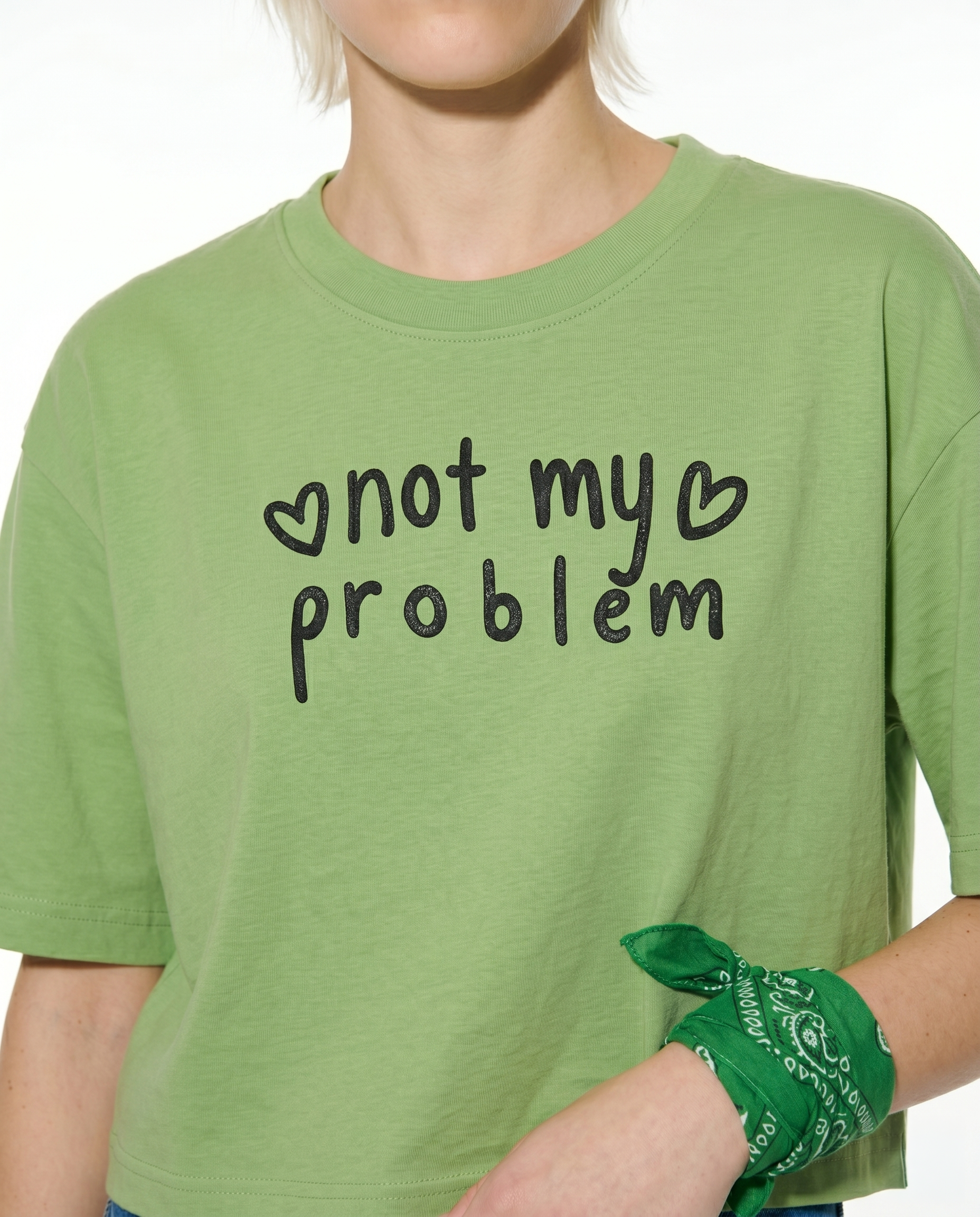 GRPHX Not My Problem graphic oversized crop top Close Up