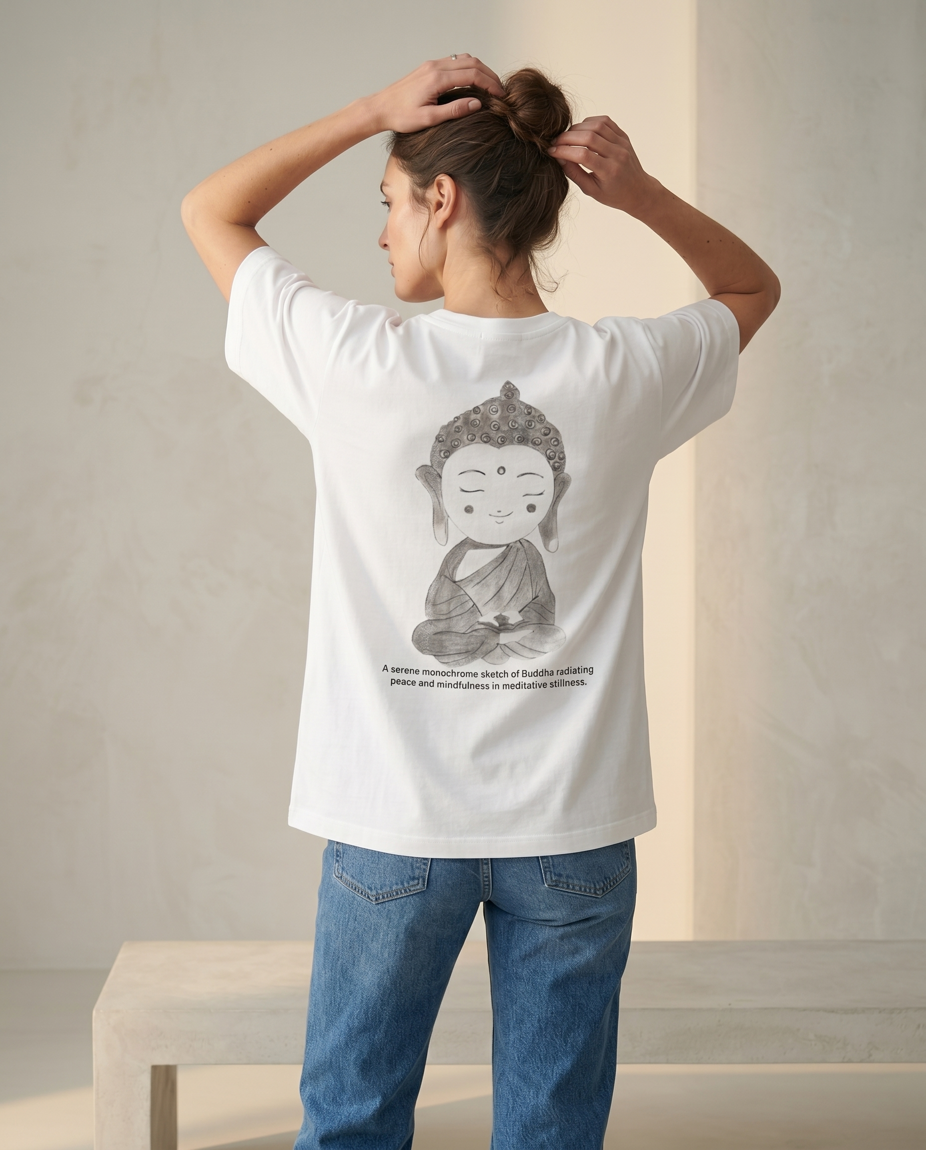 GRPHX Little Zen tee back view – minimal zen graphic print