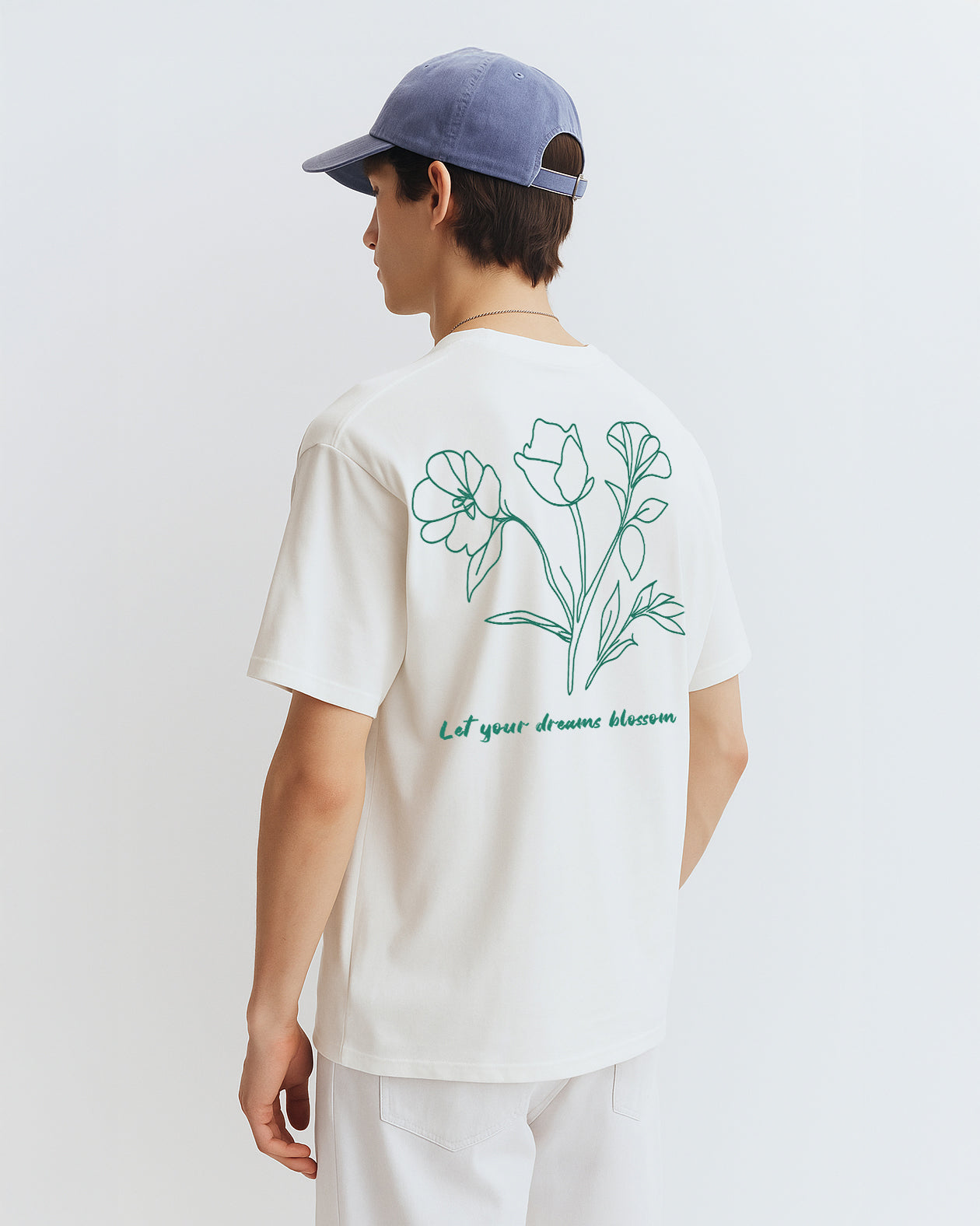 GRPHX Let Your Dreams Blossom graphic oversized t-shirt India back view