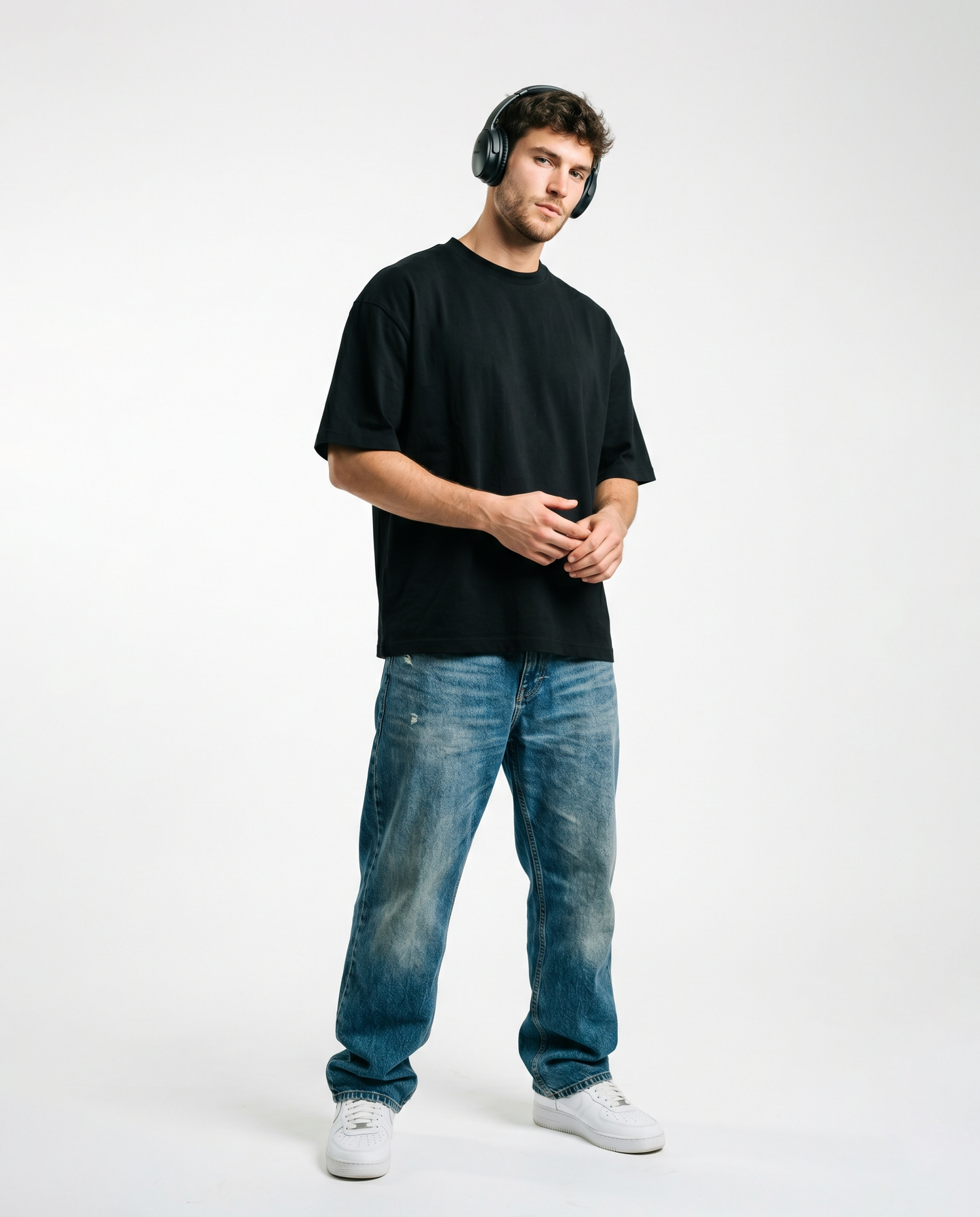 GRPHX Premium Heavyweight Cotton T-Shirt model side view