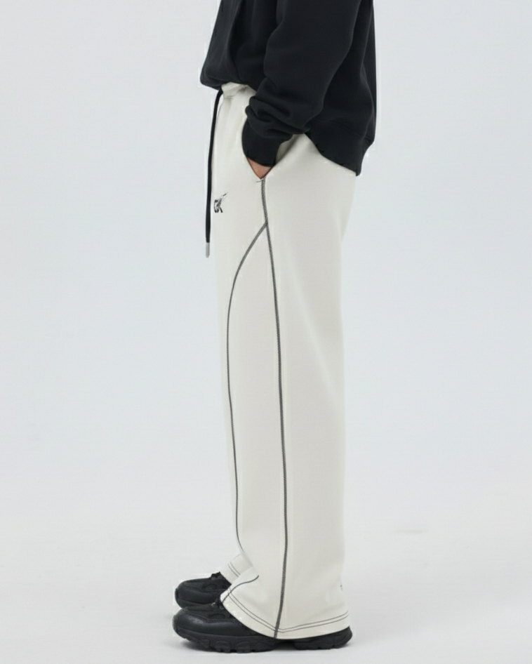 GRPHX White Oversized Cotton Lower 330 GSM side view – heavyweight comfort fit