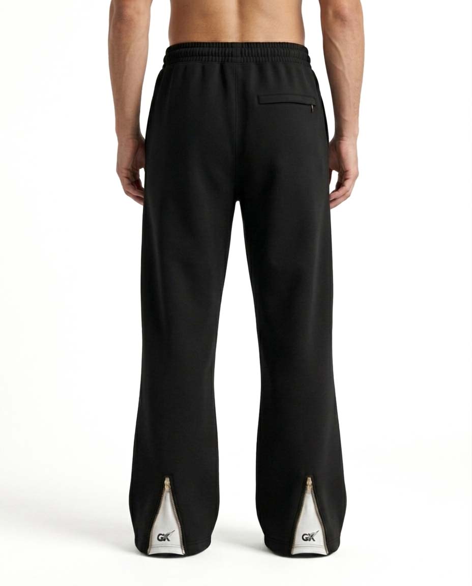 GRPHX Minimal Black Track Pants back view – relaxed fit