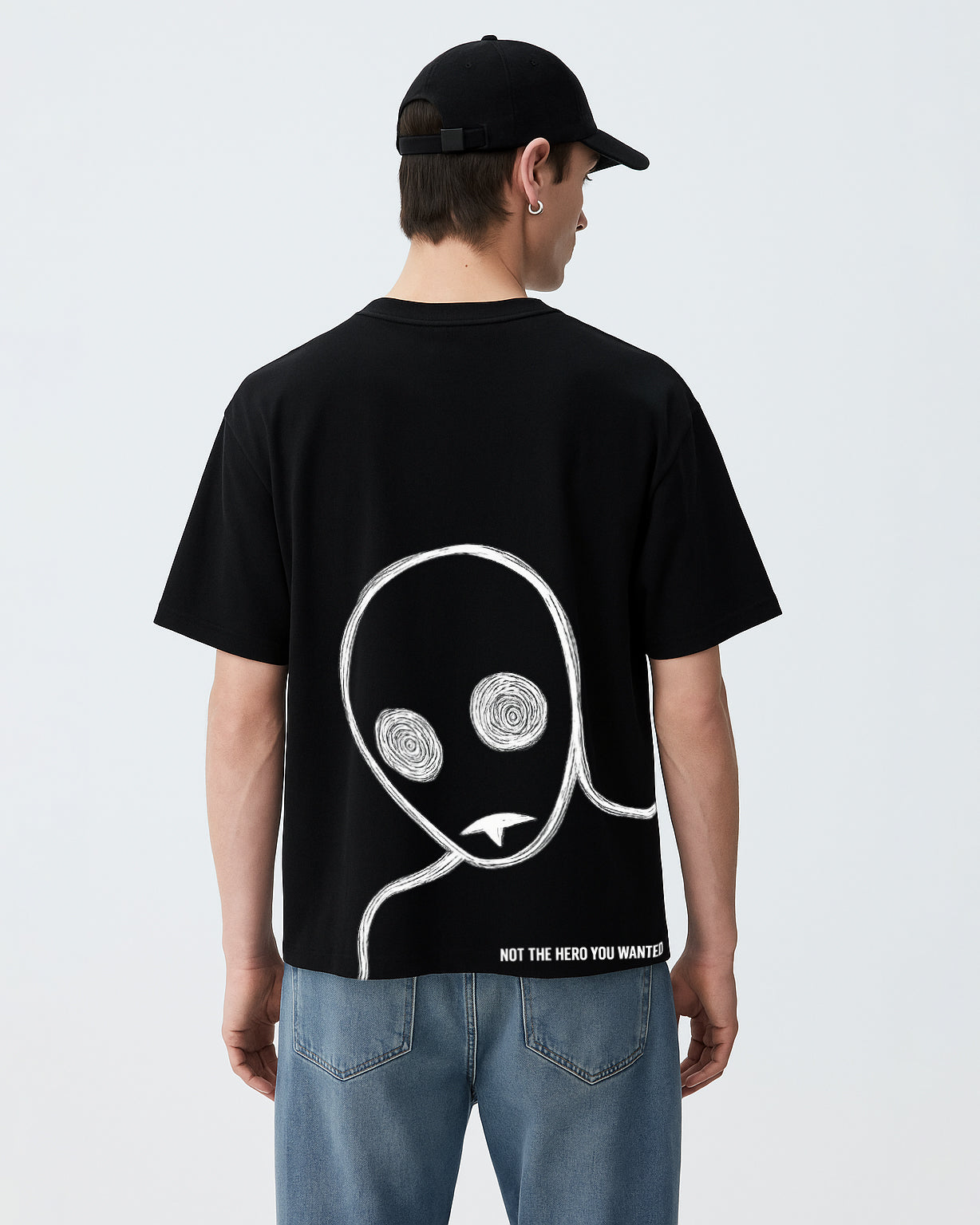 GRPHX Not the Hero villain graphic tee back view