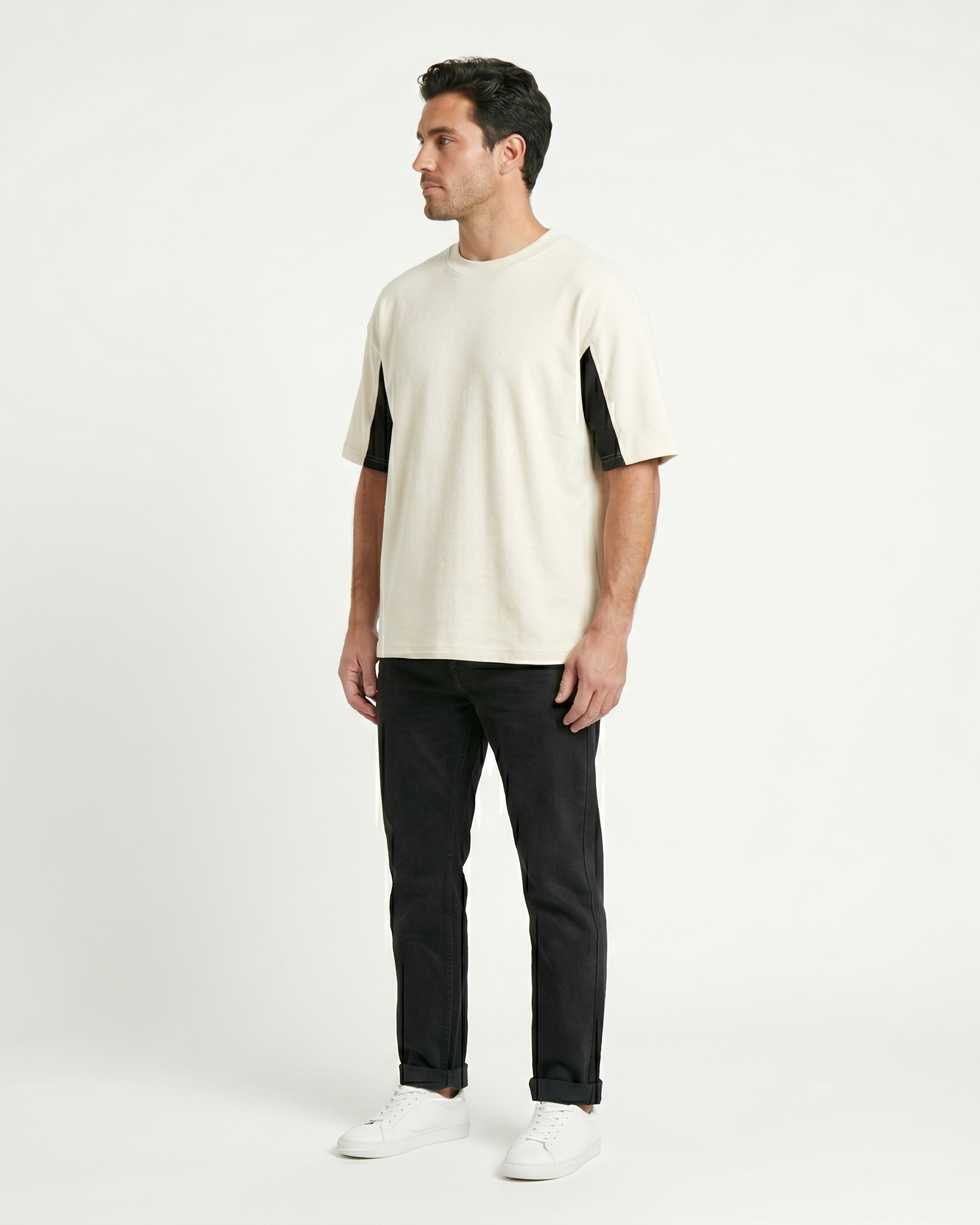 GRPHX GRPHX Artisan Premium Heavyweight Oversized Tee | Dual-Tone Urban Essential - White front view premium streetwear India