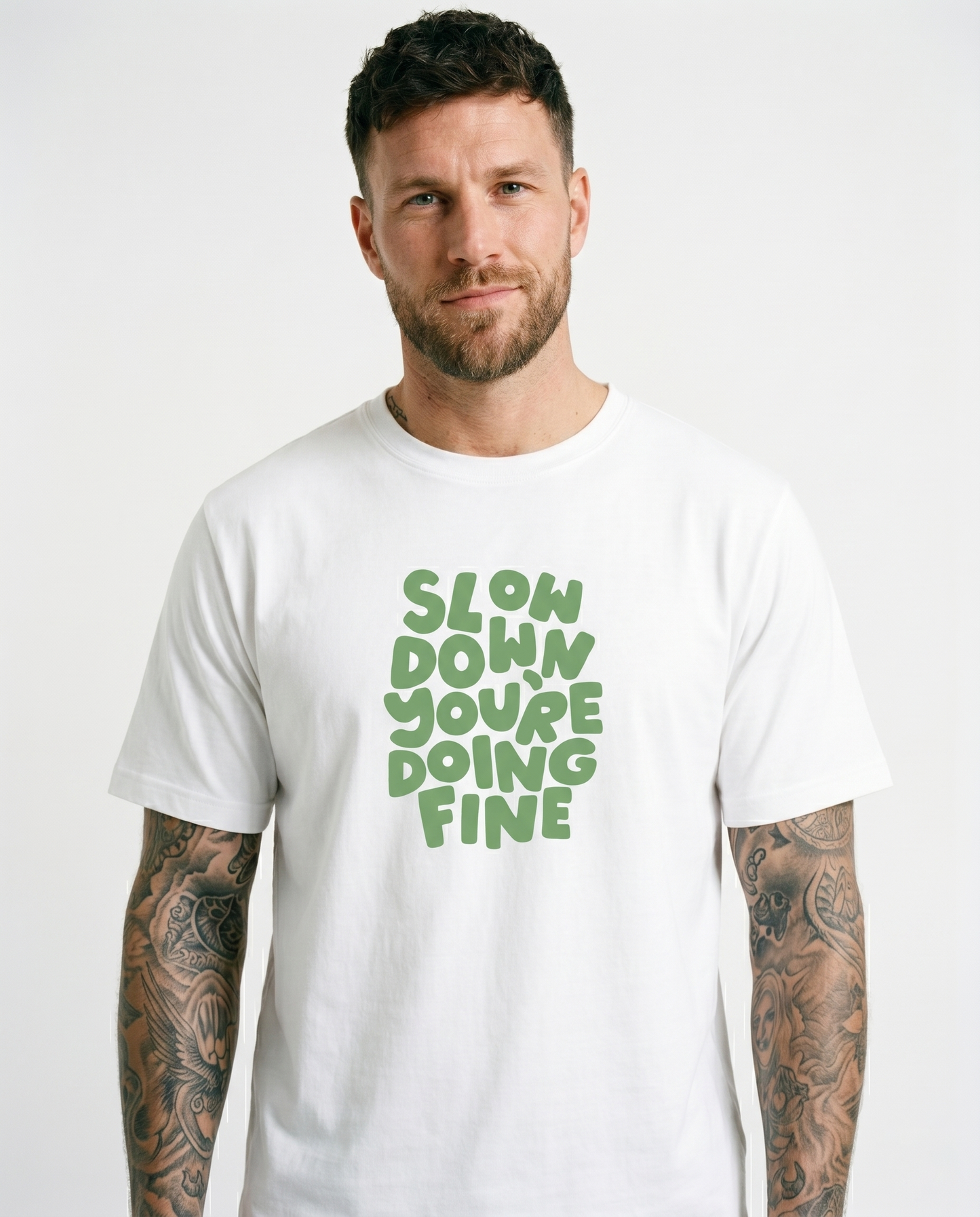 GRPHX Slow Down You're Doing Fine graphic cotton t-shirt India Close up