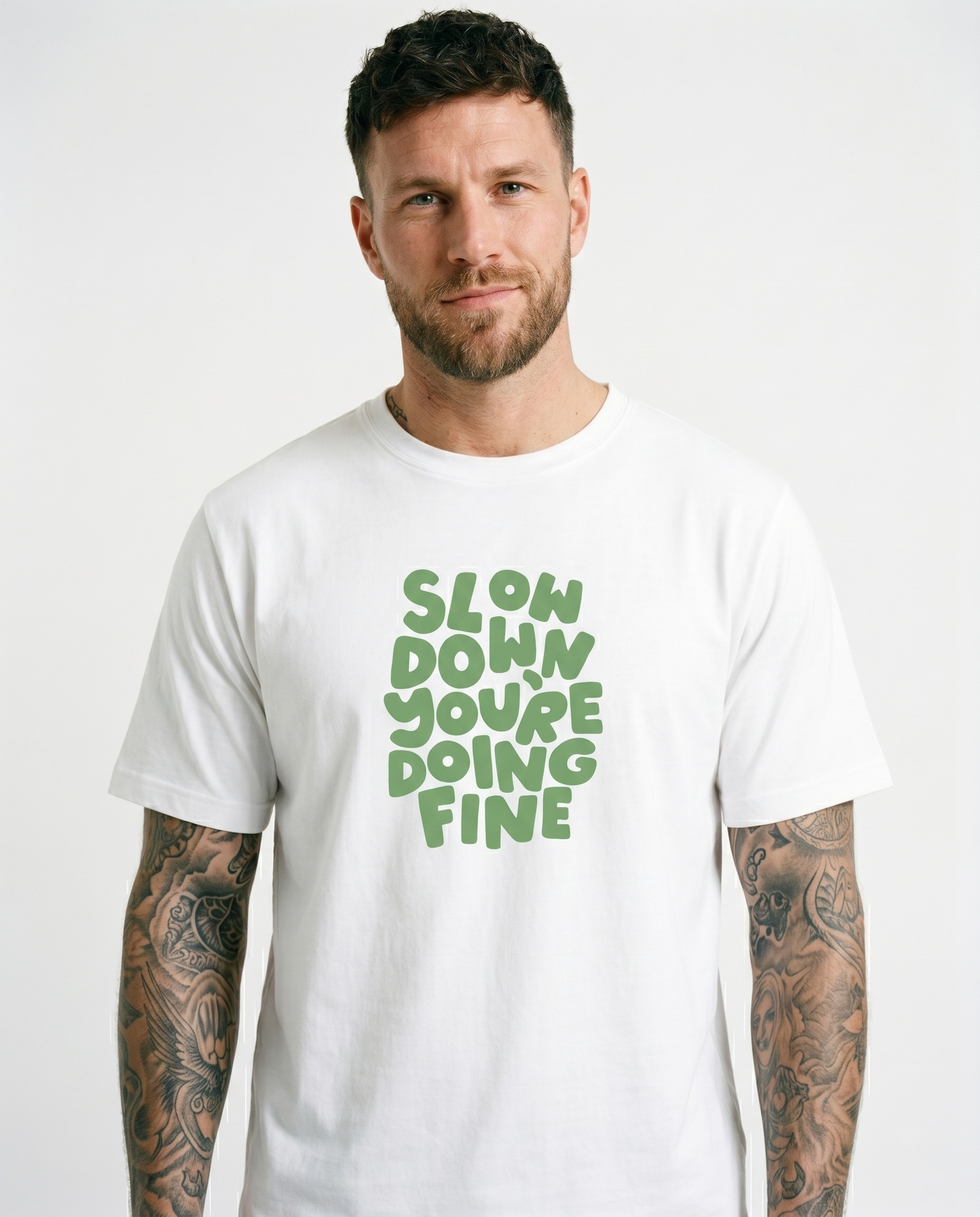 GRPHX Slow Down You're Doing Fine graphic cotton t-shirt India Close up