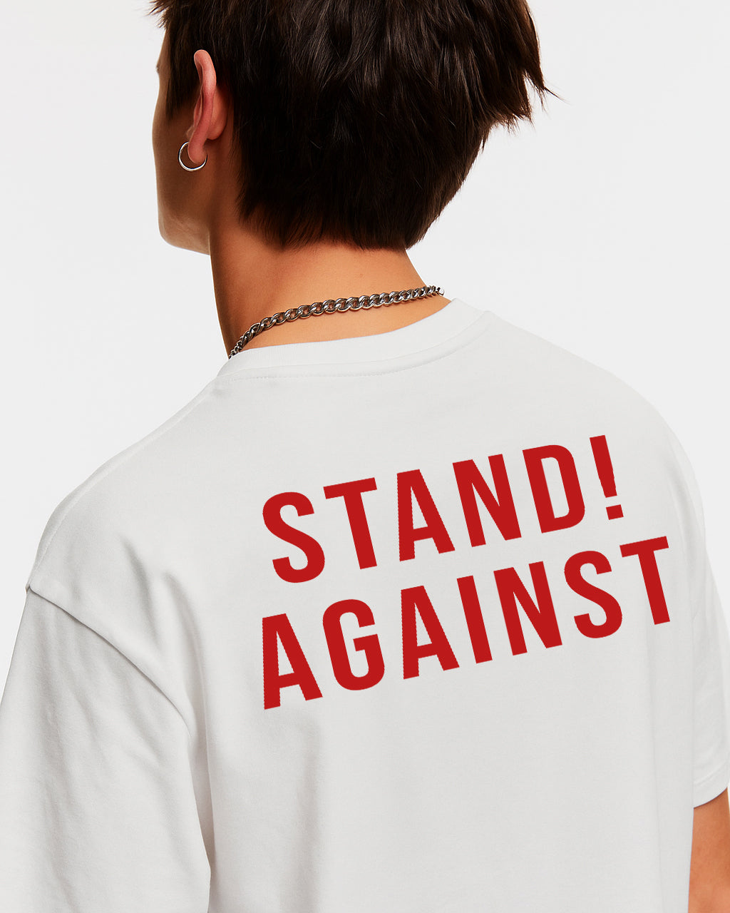 GRPHX Stand Against Hate tee back view – statement print