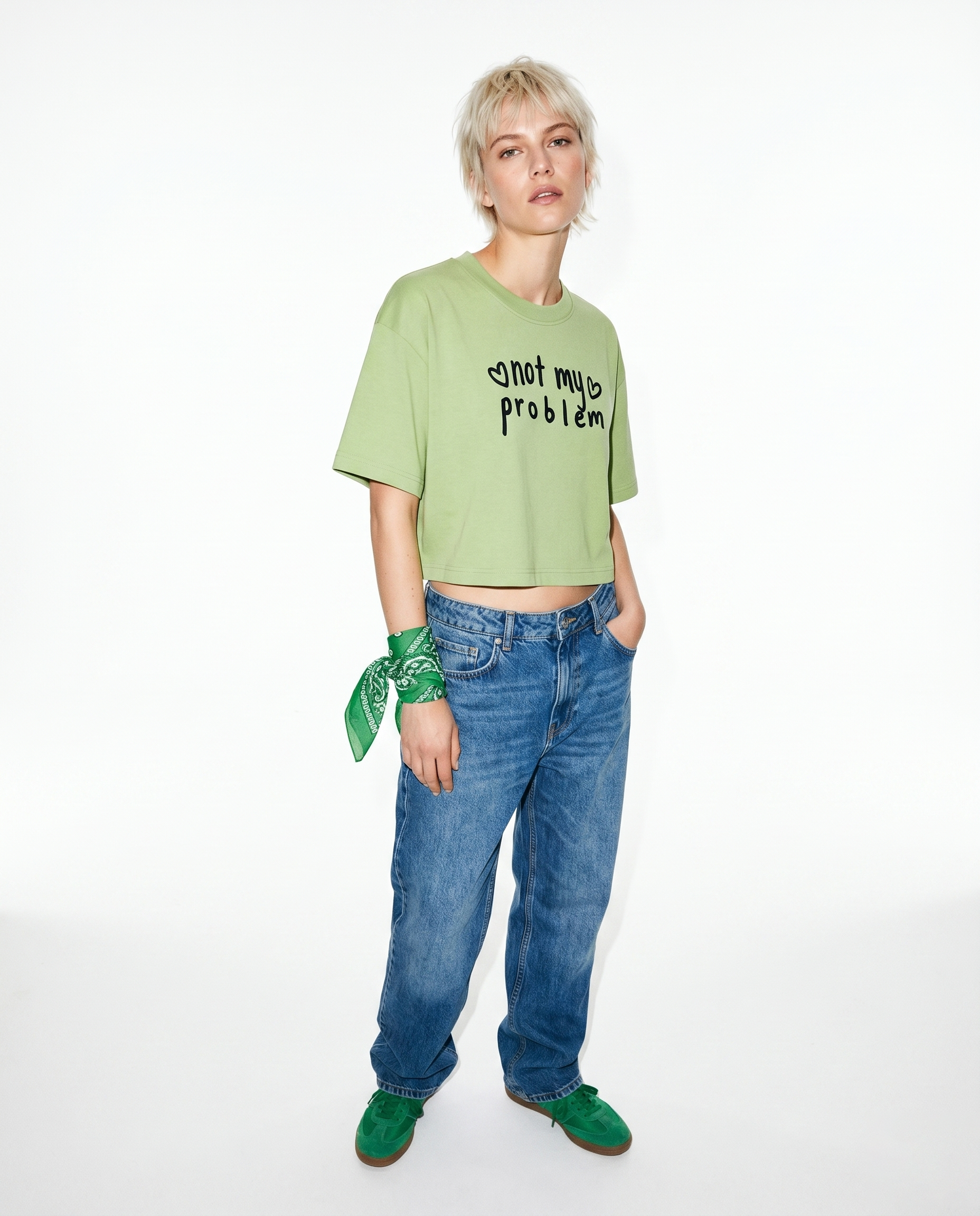GRPHX “Not My Problem” Graphic Oversized Crop Top