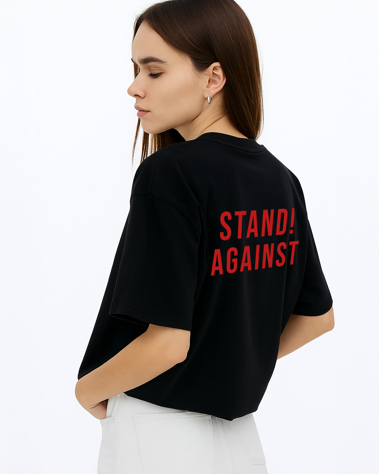 GRPHX Oversized Cotton T-Shirt – “Stand Against Hate” - Black