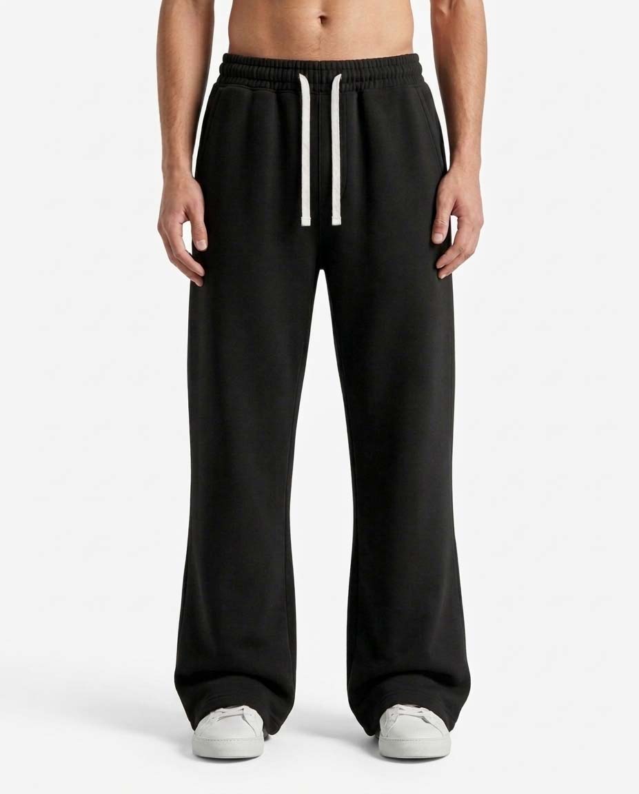 GRPHX Minimal Black Relaxed Fit Track Pants front view