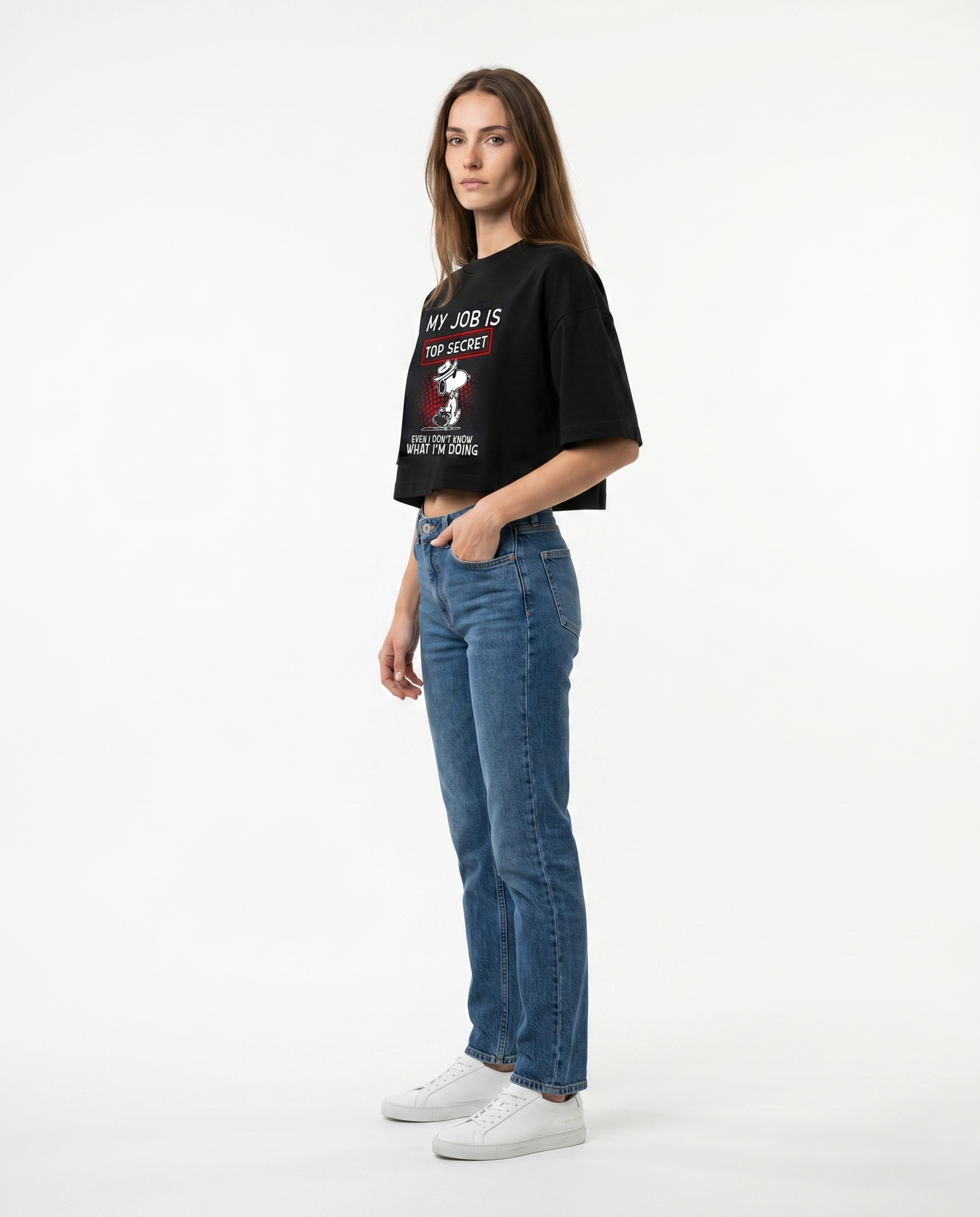 GRPHX Top Secret Job graphic crop top India women's streetwear