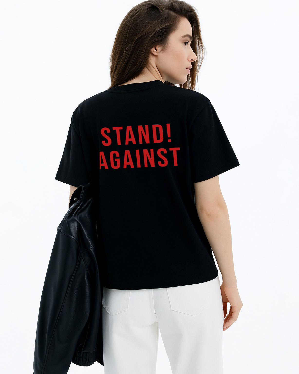GRPHX Stand Against Hate tee back view – statement print