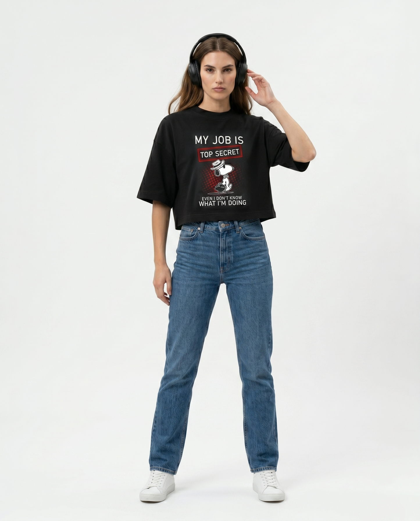 GRPHX Top Secret Job graphic crop top India women's streetwear