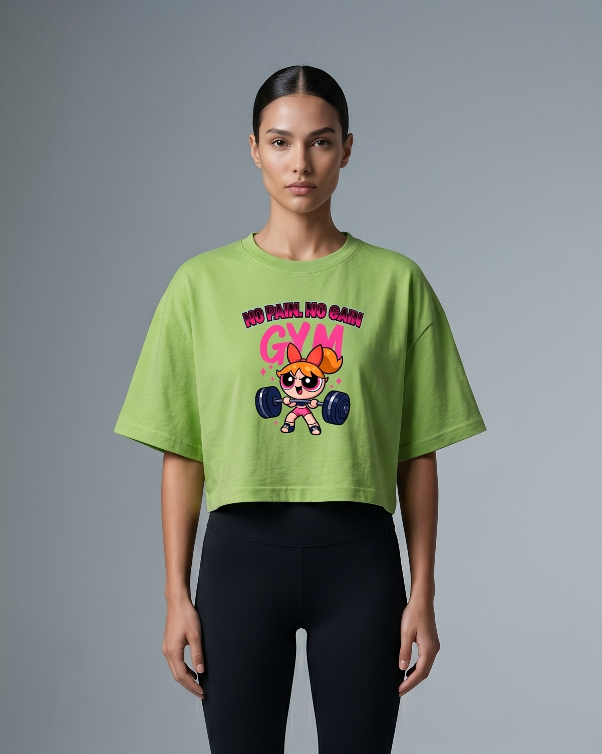 GRPHX No Pain No Gain gym oversized crop tee 