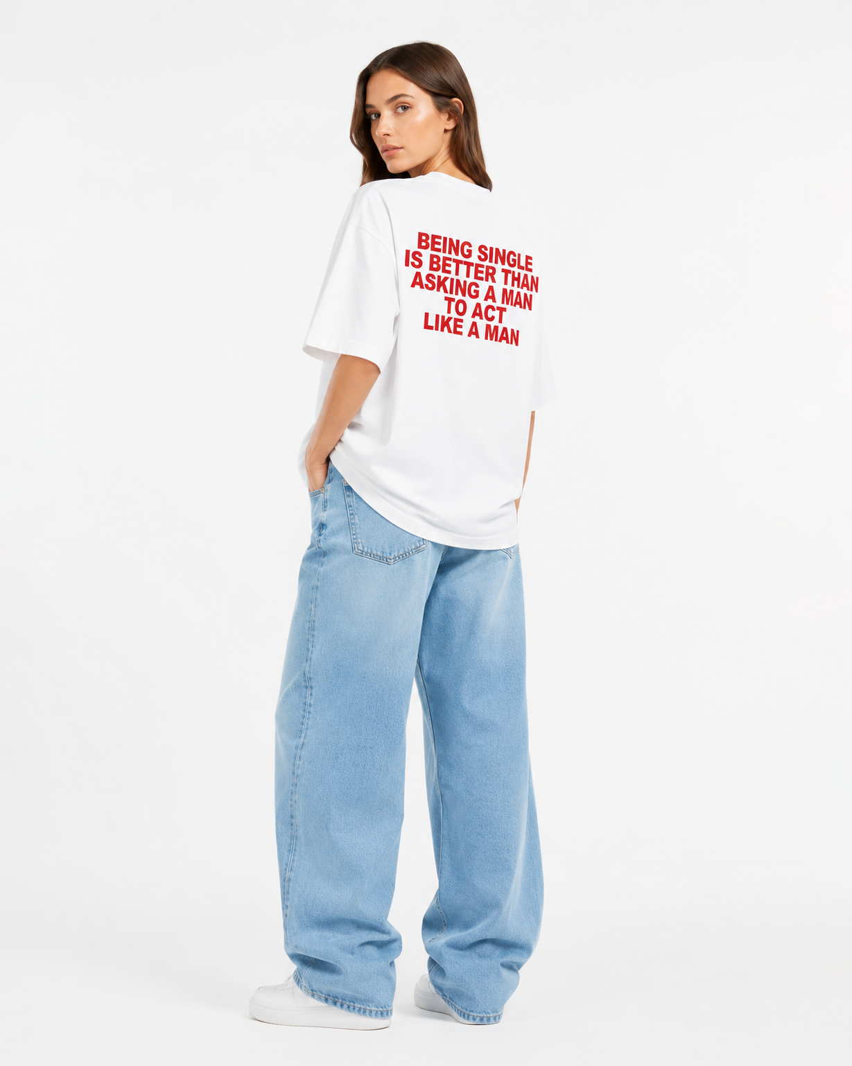 Being Single Is Better Than Asking a Man to Act Like a Man – Oversized Graphic T-Shirt | Premium Heavyweight Cotton