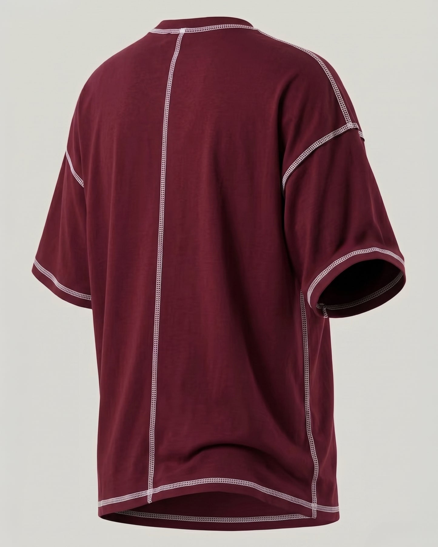 Maroon Deconstructed Seam Tee | 220 GSM Supima Cotton
