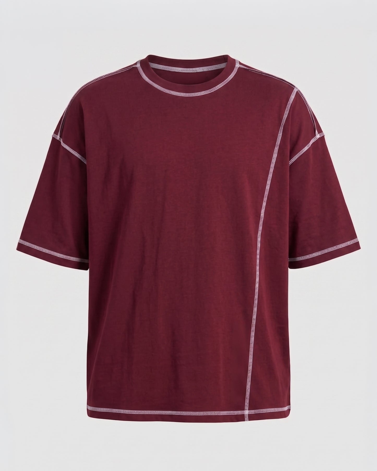 Maroon Deconstructed Seam Tee | 220 GSM Supima Cotton