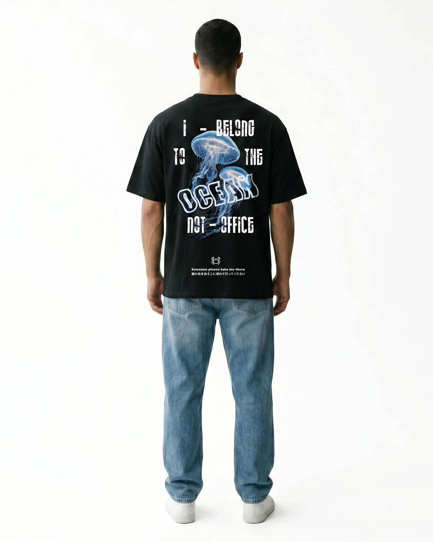 GRPHX Ocean Mode graphic tee back view – ocean graphic print