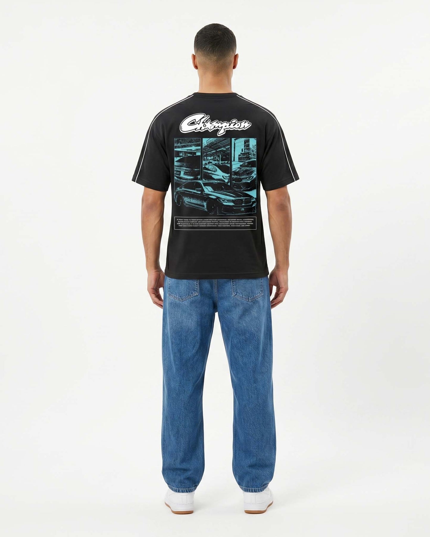 GRPHX Champion graphic oversized t-shirt back view – premium cotton streetwear
