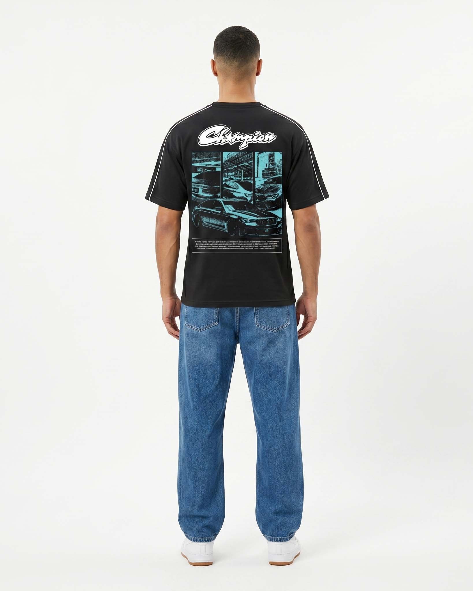 GRPHX Champion graphic oversized t-shirt back view – premium cotton streetwear