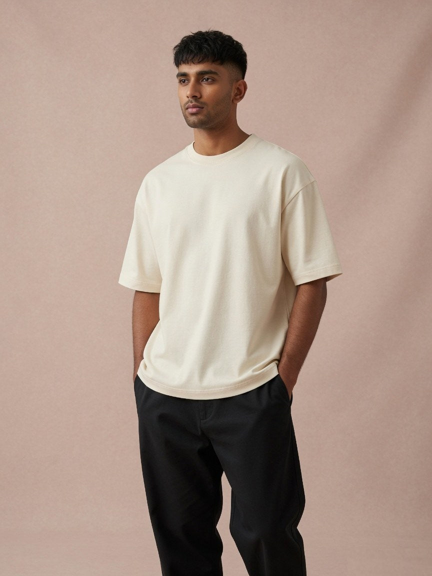 Oversized Cream Unisex Tee — GX Logo